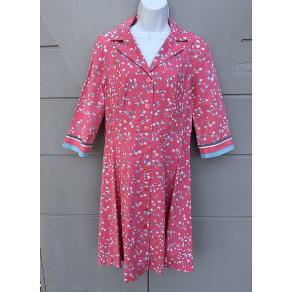 Boden Pink Floral Collared Riviera Button Down Shirt Dress Garden Party Sz 10P - Picture 3 of 10